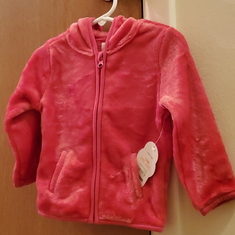 🎉Host Pick🎉 Girls Pink Furry Fleece Bear Hoodie With Pockets - Picture 3 of 5
